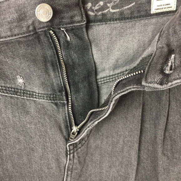 NWT Free People Side Car Sanded Black Distressed Mom Jean Pleated Mini Skirt 29 - Picture 8 of 13